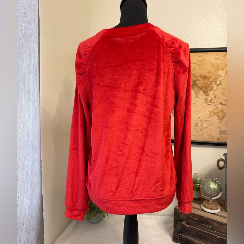 Charter Club red velour top - Picture 3 of 8